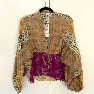 Zara boho mixed print blouse